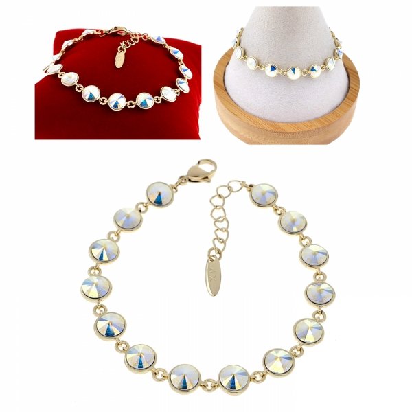 1420 Bransoletka elegancka Austrian Crystal złota cyrkonie 17+3 pozłacana 14k Xuping