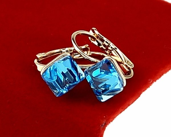 2731 Kolczyki złote Austrian Crystal cyrkonia pozłacane 18k Xuping wiszące