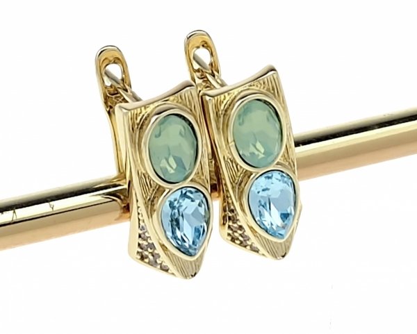4177 Kolczyki złote Austrian Crystal pozłacane cyrkonie wiszące 14K Xuping Swaro