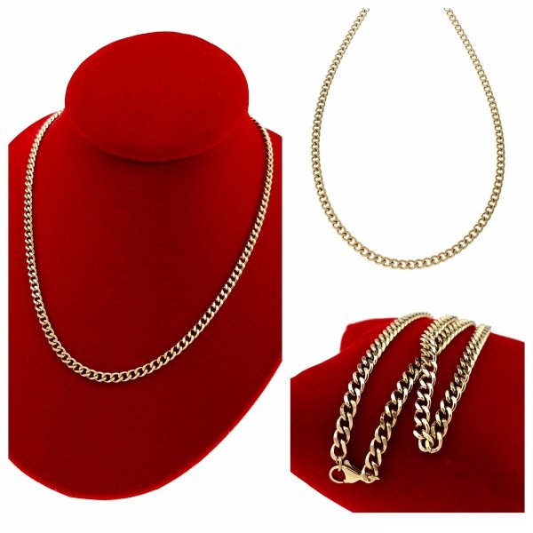 0345 Złoty łańcuszek 50cm stal chirurgiczna 316L nierdzewna 