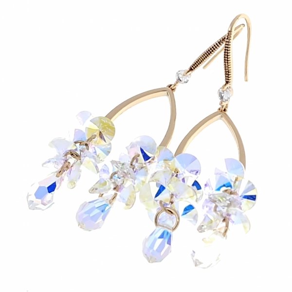 13b Kolczyki złote Austrian Crystal cyrkonia pozłacane 18k Xuping wiszące