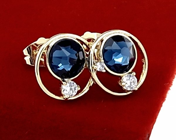 1157e Kolczyki złote pozłacane cyrkonie wtyczki 14K Xuping Austrian Crystal