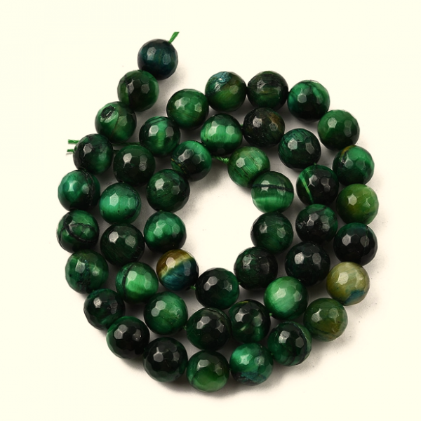 1394 Koraliki naturalne tygrysie oko 8mm okrągłe, zielone otwór: 1mm 