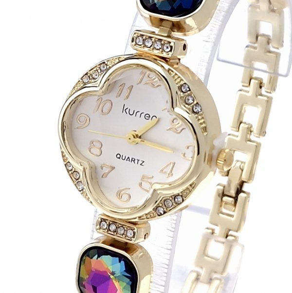 sz268 Ekskluzywny damski złoty zegarek błyszczący cyrkonie Kurren klasyk