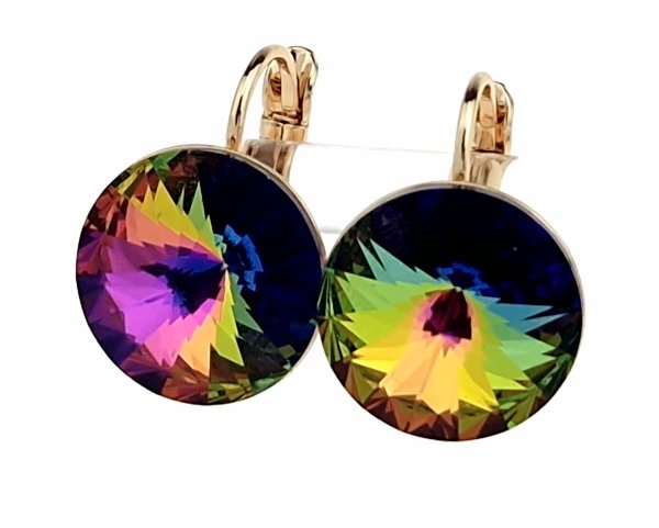 01140 Kolczyki złote pozłacane 18k wiszące Austrian Crystal