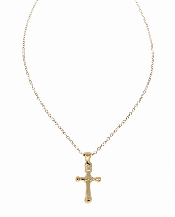 2493 Złoty łańcuszek 45+5cm naszyjnik stal chirurgiczna nierdzewna 316L krzyż