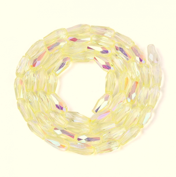 1655 Koraliki szklane w kształcie łezki, kolor AB, fasetowane, kolor jasny khaki, 8,5~9 x 4~4,5 mm, otwór: 0,8~0,9 mm, około 55~56 szt./sznur, 19,29~19,96'' (49~50,7 cm)