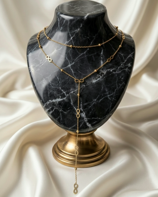 2118 Złoty łańcuszek 43-45+5cm naszyjnik stal chirurgiczna nierdzewna 316L krawatka