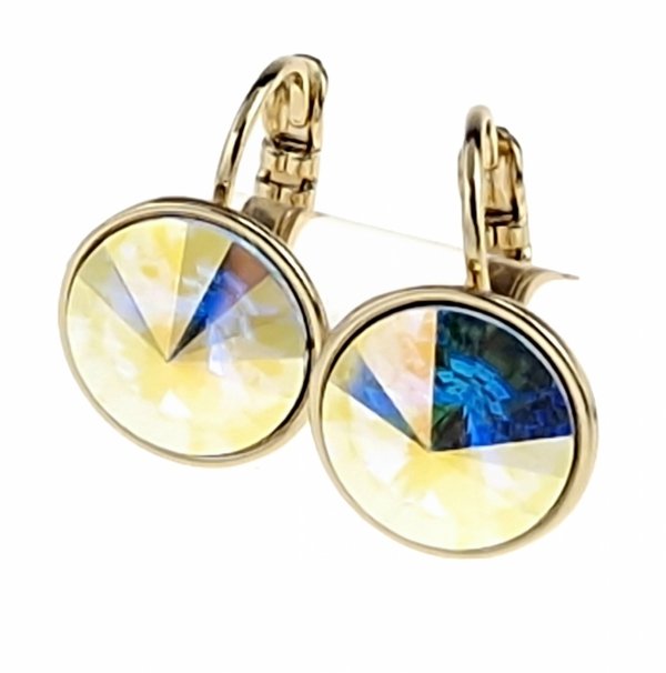 1943 Kolczyki złote pozłacane 14k wiszące Austrian Crystal