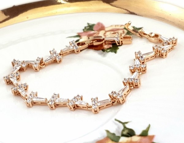 2142 Bransoletka złota 18cm pozłacana cyrkonia 18k Xuping