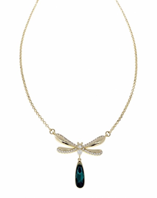 0240 Złoty łańcuszek naszyjnik 42+5cm pozłacany 14k cyrkonie Austrian Crystal