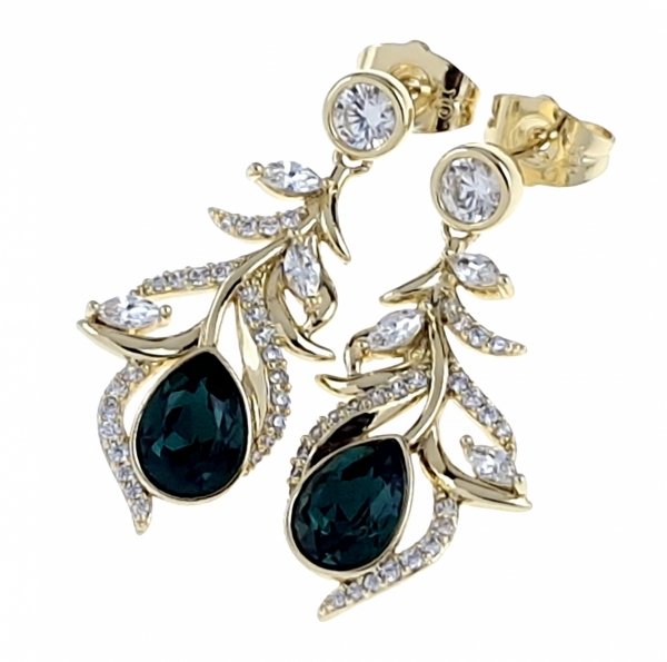 0162 Kolczyki złote pozłacane cyrkonie wiszące 14K Xuping Austrian Crystal