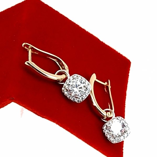 4805 Kolczyki złote cyrkonia pozłacane 18k Xuping wiszące