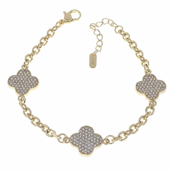 650c Bransoletka elegancka złota 18+3cm pozłacana 14k koniczyna marokańska