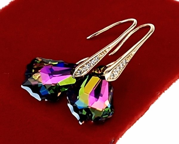 696 Kolczyki złote Austrian Crystal cyrkonia pozłacane 18k Xuping wiszące