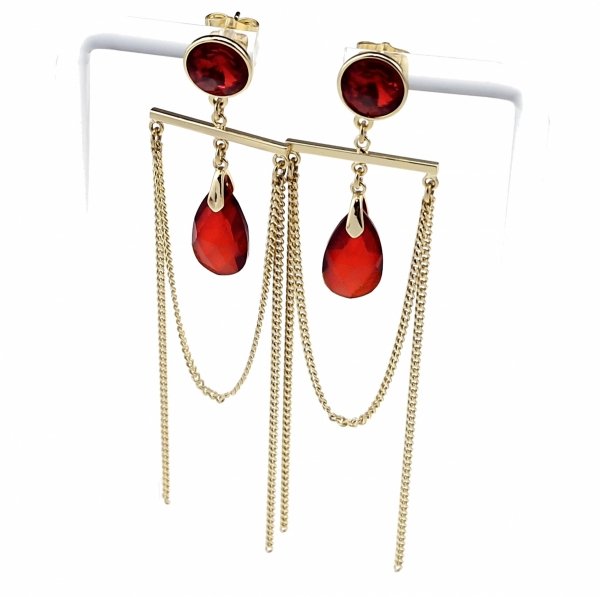 395c Kolczyki złote pozłacane Austrian Crystal wiszące 14K cyrkonie Xuping 