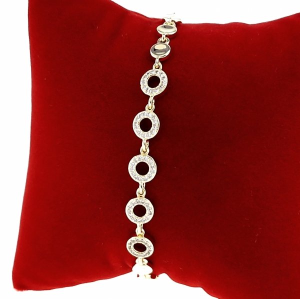 1453 Bransoletka złota elegancka cyrkonie 18,5cm pozłacana 14k Aisadi
