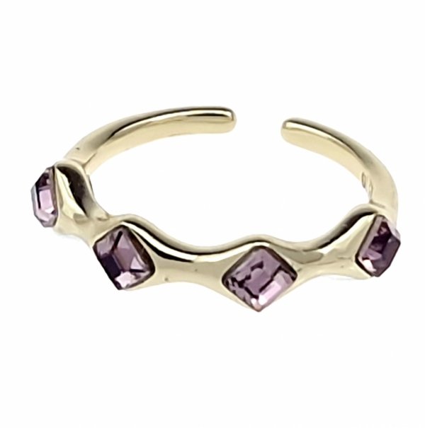 1936a Pierścionek złoty pozłacany 14k cyrkonie Austrian Crystal