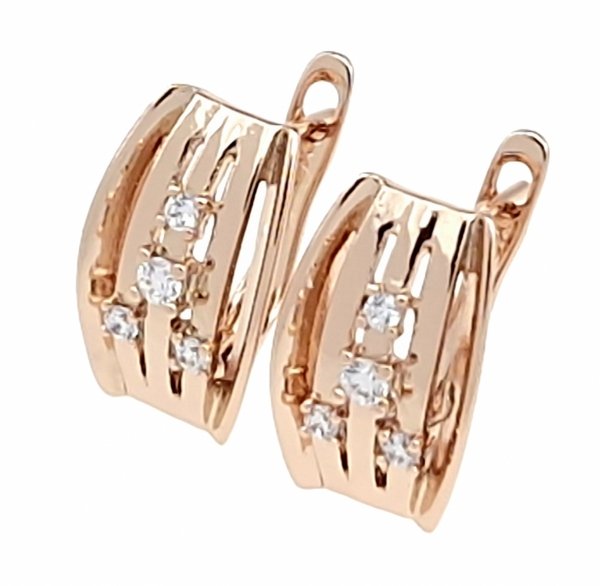 2638 Złote kolczyki cyrkonie pozłacane rose gold Xuping wiszące 