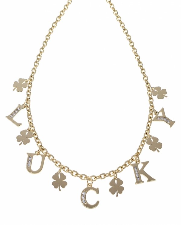 4131 Naszyjnik złoty pozłacany 14k jasny kolor złocenia koniczynki lucky