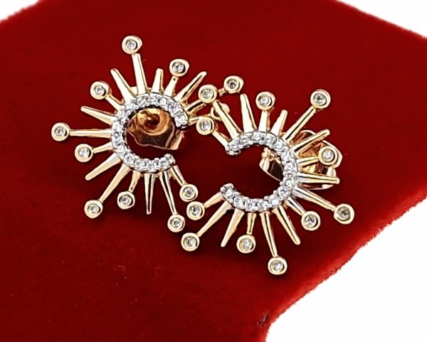 3030 Złote kolczyki pozłacane cyrkonie 18k Xuping wtykane w ucho-sztyft 