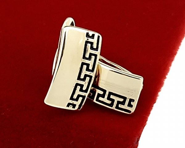 4722 Kolczyki złote pozłacane wiszące 14K Xuping wzór grecki