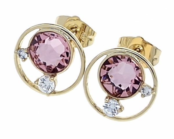 2190c Kolczyki złote pozłacane cyrkonie wtyczki 14K Xuping Austrian Crystal