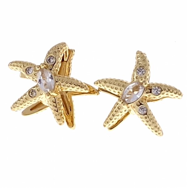 4524 Kolczyki złote pozłacane wiszące 14K rozgwiazda