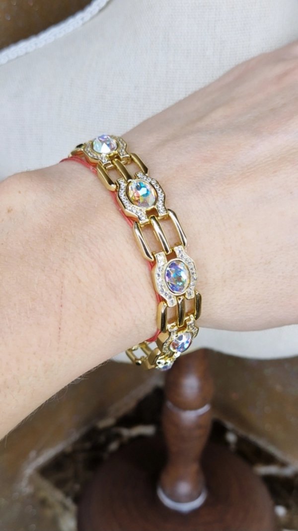 4194 Bransoletka elegancka złota 17+3cm pozłacana 14k Xuping Austrian Crystal