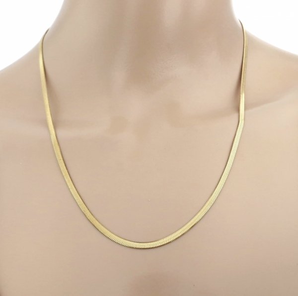 1736D Złoty łańcuszek naszyjnik 55cm stal chirurgiczna 316L celebrytka żmijka