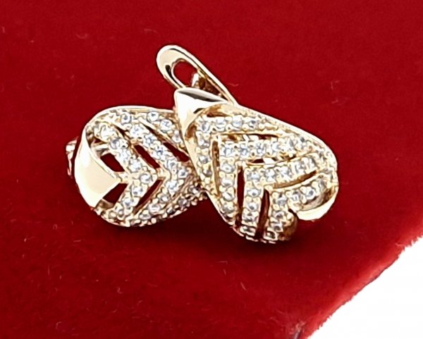 341b Kolczyki złote cyrkonia pozłacane 18k Xuping wiszące 