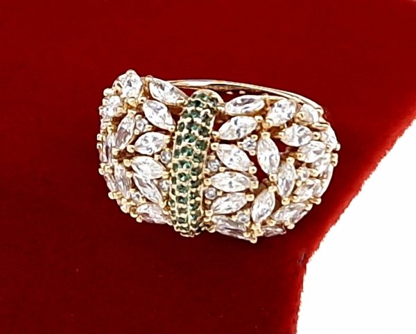 1698 Pierścionek złoty zaręczynowy cyrkonie pozłacany 18k Xuping 
