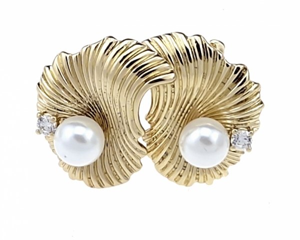 3185b Kolczyki złote pozłacane wiszące 14K Xuping perełka