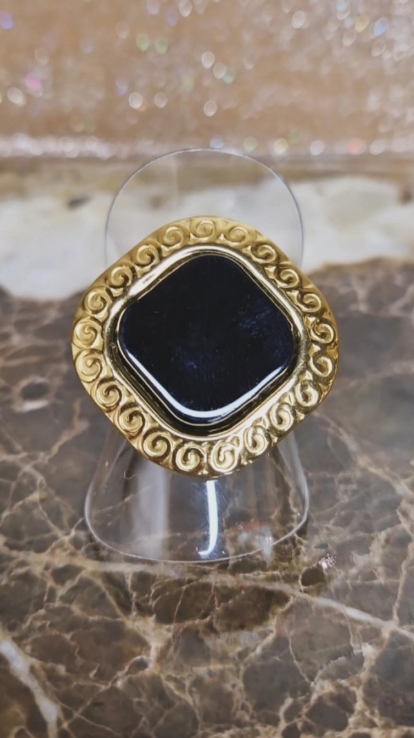 1592a Pierścionek złoty stal chirurgiczna 316L regulowany 