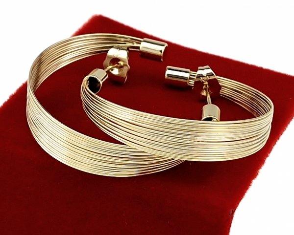 3248 Kolczyki złote pozłacane wiszące 14K Xuping koła 3,6cm