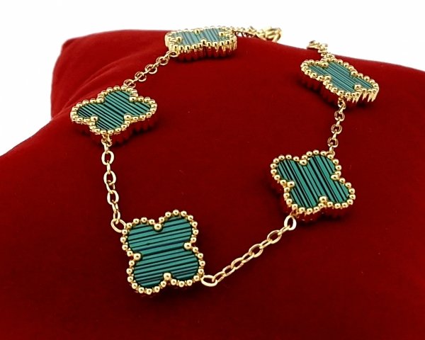 @1375 Bransoletka złota 18+5 stal chirurgiczna celebrytka koniczyna marokańska