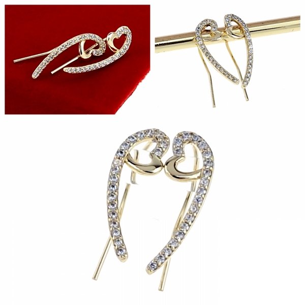 4677 Kolczyki złote pozłacane cyrkonie wiszące 14K Xuping 