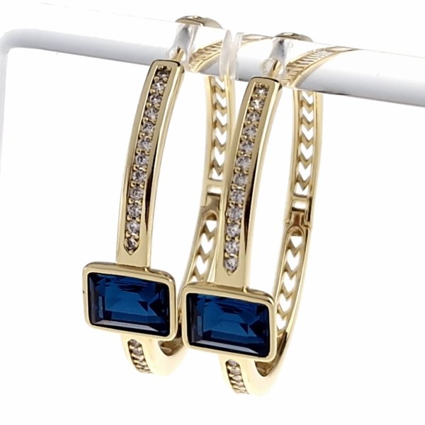 2212 Kolczyki złote pozłacane Austrian Crystal wiszące 14K cyrkonie Xuping 