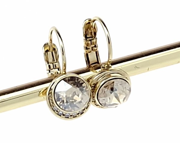 013c Kolczyki złote Austrian Crystal pozłacane cyrkonie wiszące 14K Xuping 