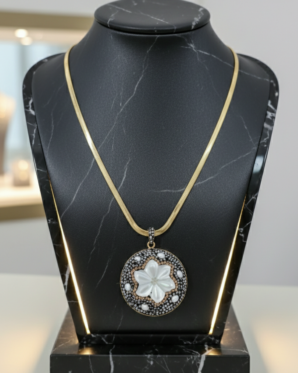 2165 Naszyjnik złoty 42cm pozłacany 14k perły