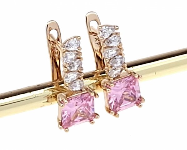 3305 Kolczyki złote cyrkonia pozłacane 18k Xuping wiszące
