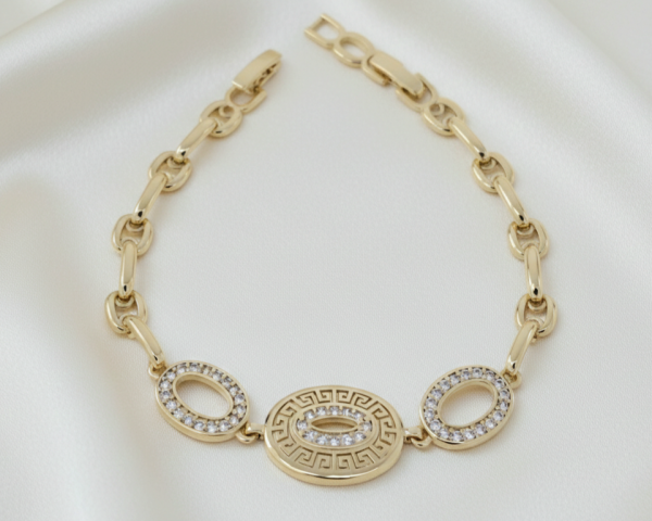 648 Bransoletka elegancka złota 17+2cm pozłacana 14k cyrkonie