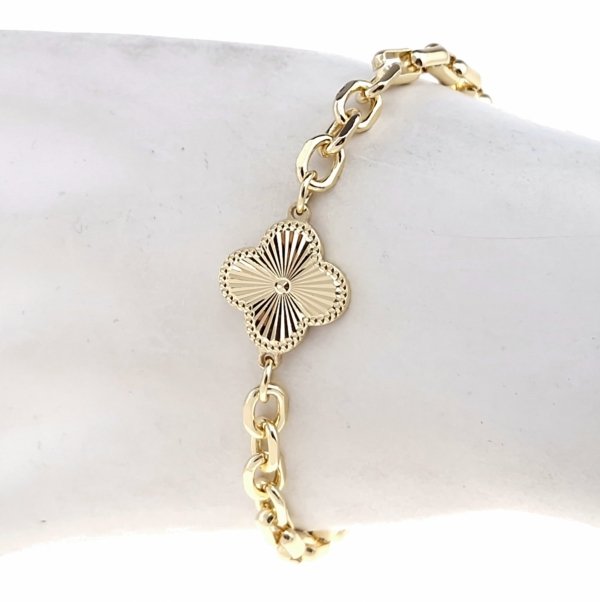 1797 Bransoletka elegancka złota 17+3cm pozłacana 14k koniczyna marokańska