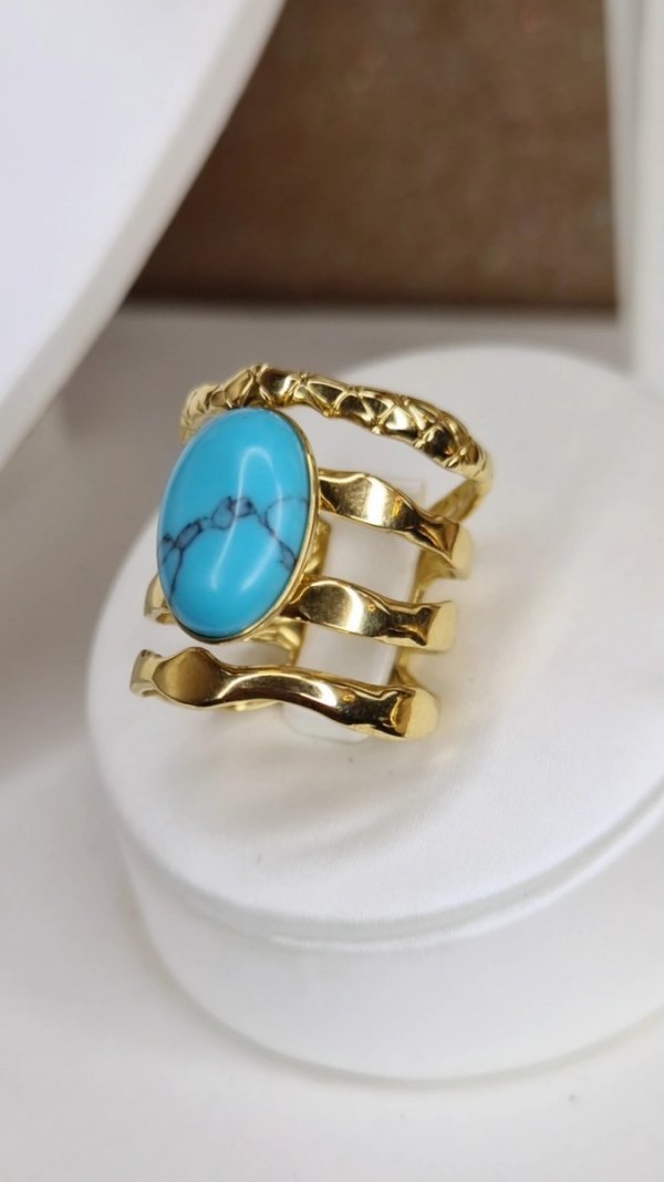 3719L Pierścionek złoty stal chirurgiczna 316L regulowany 