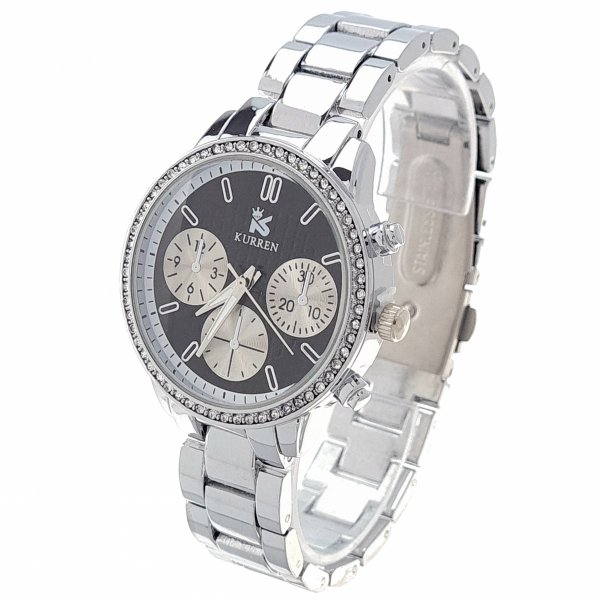 3805 Ekskluzywny damski srebrny zegarek Kurren klasyk
