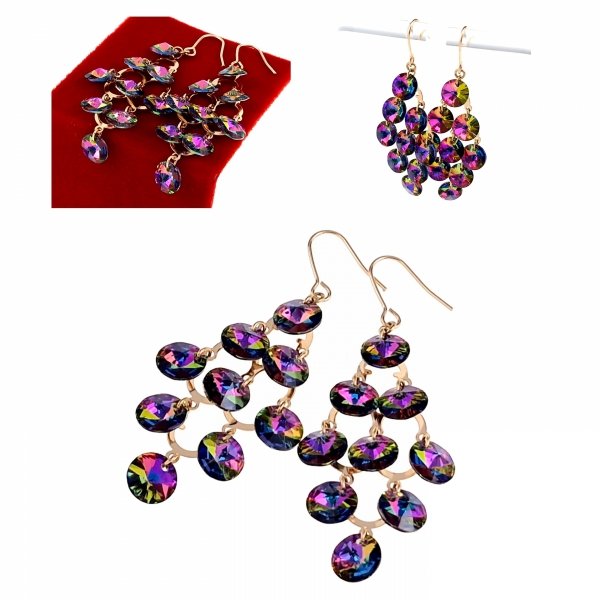 4885 Kolczyki złote Austrian Crystal cyrkonia pozłacane 18k Xuping wiszące