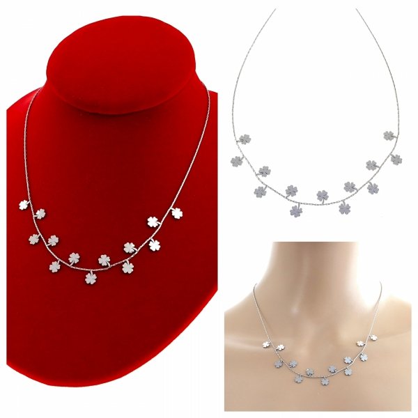 2560 Złoty srebrny łańcuszek naszyjnik 42+5 stal chirurgiczna 316L Viki lady koniczynki