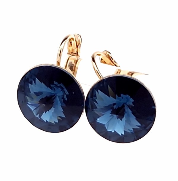 1079 Kolczyki złote pozłacane 18k wiszące Austrian Crystal