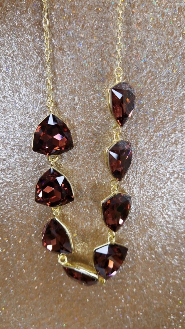 1917L Złoty naszyjnik 41+5 naszyjnik pozłacany 14K kryształek 