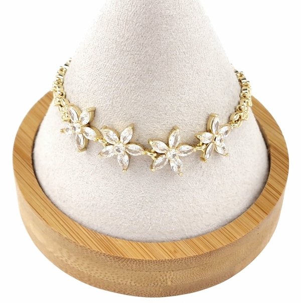 533 Bransoletka złota elegancka cyrkonie 19cm pozłacana 14k Milan